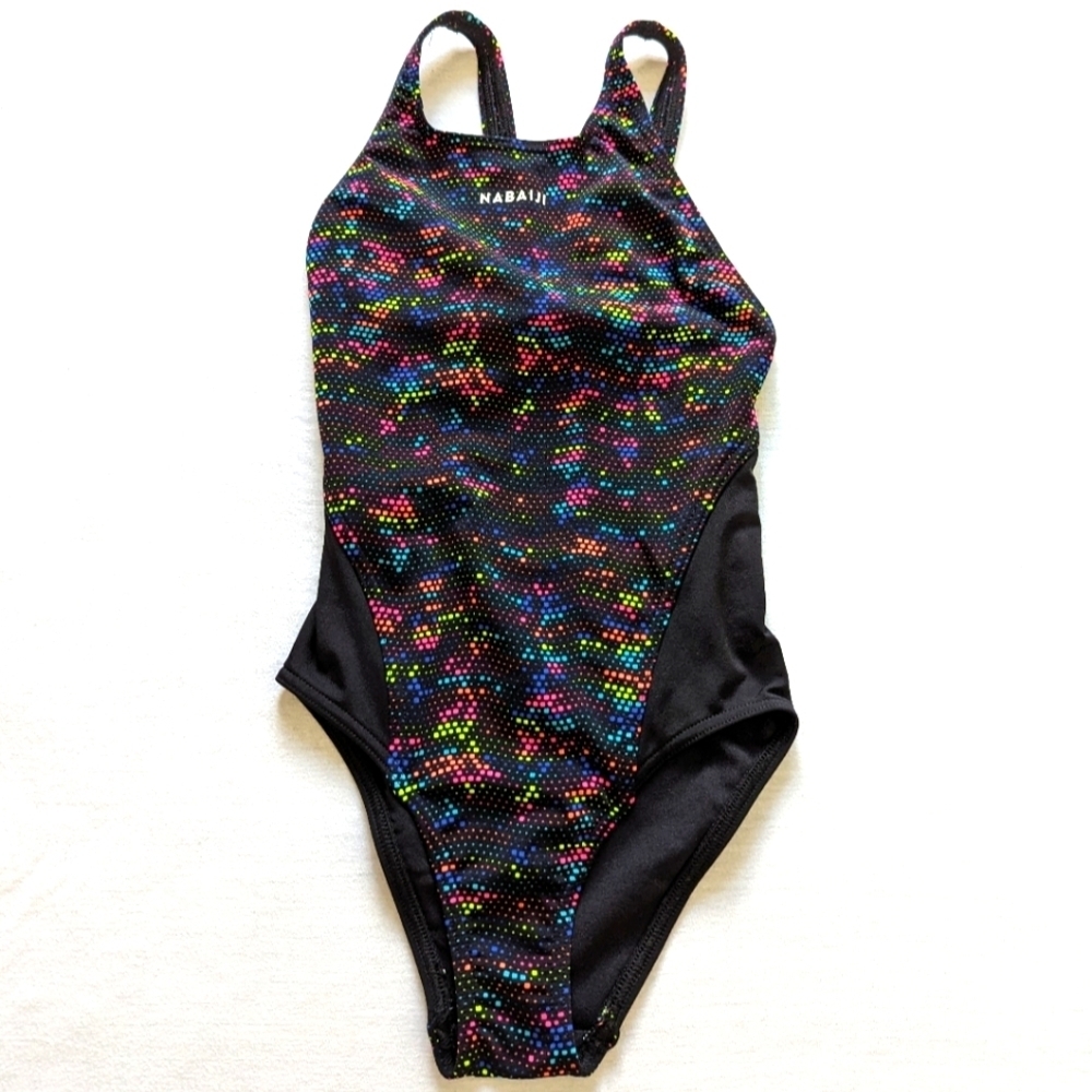 Nabaiji Girl's Kamiye, Chlorine-Resistant 1-Piece Swimsuit in Black